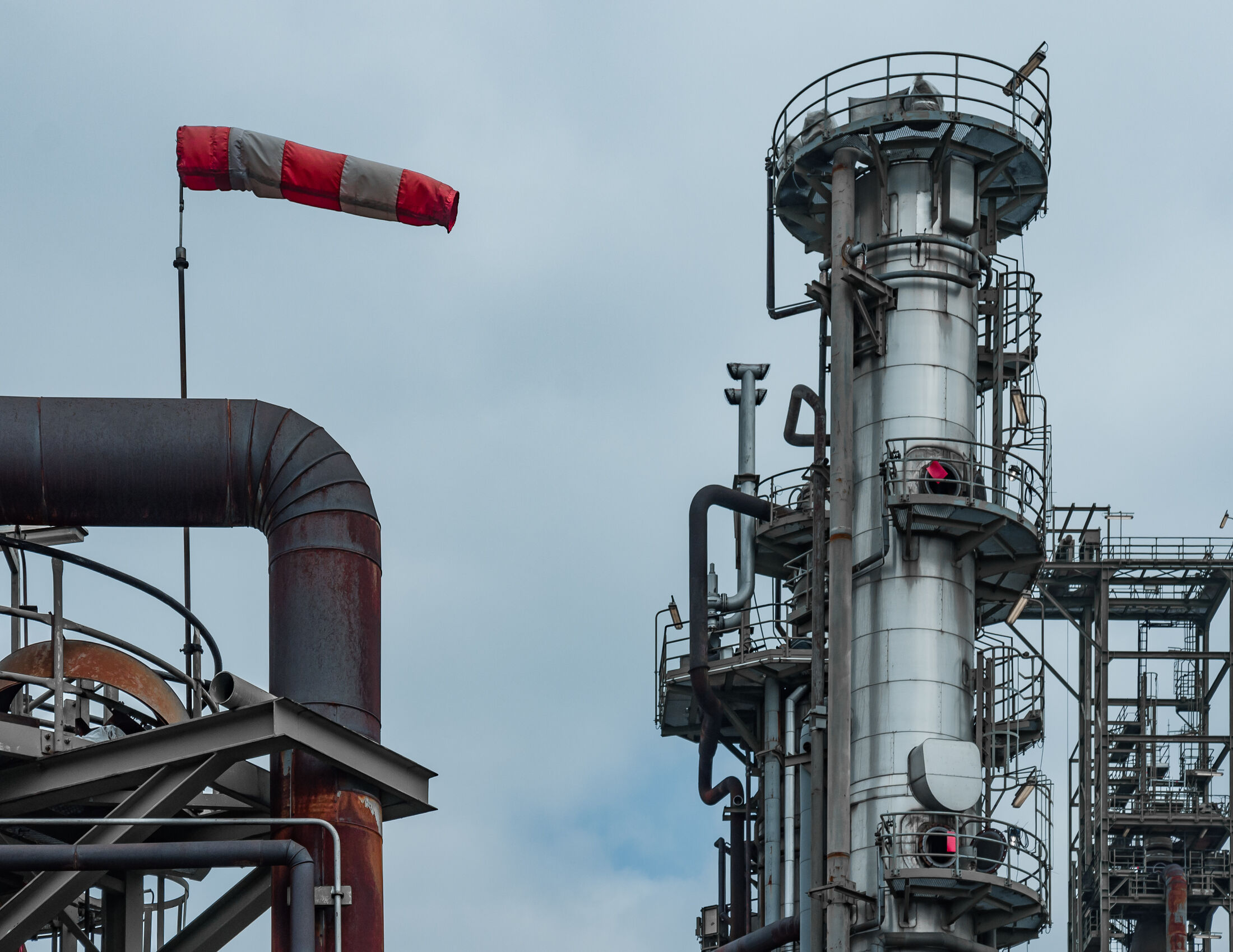 Distillation column at a petrochemical plant